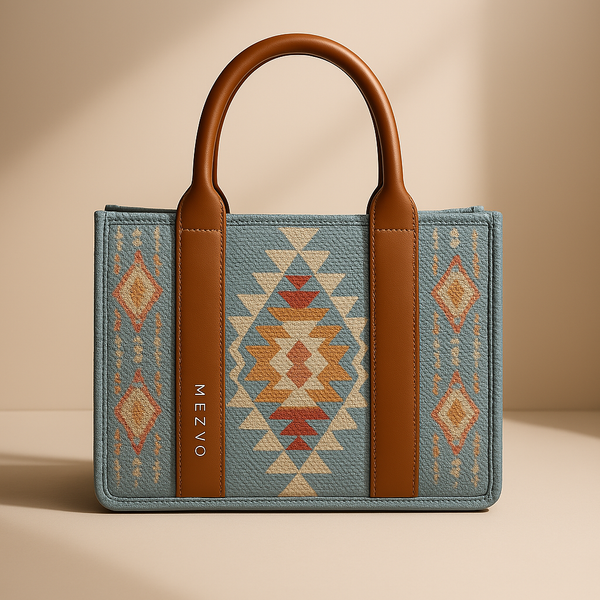 Boho Aztec Tote - Blue