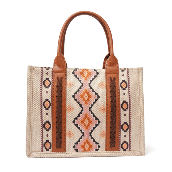 Boho Aztec Tote - Beige