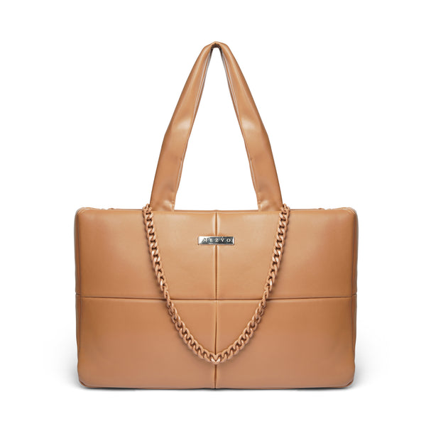 Puffer Tote Bag - Brown